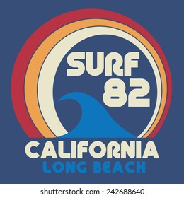 Surf California Typography Tshirt Graphics Vectors Stock Vector ...
