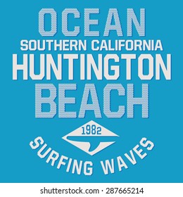 Surf California typography, t-shirt graphics, vectors