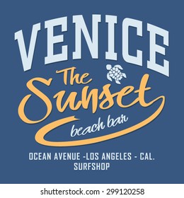 Surf California typography, t-shirt graphics, vectors