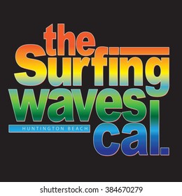 Surf california typography, t-shirt graphics, vectors