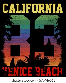 Surf California Typography, t-shirt graphics, poster, banner, flyer; print, postcard