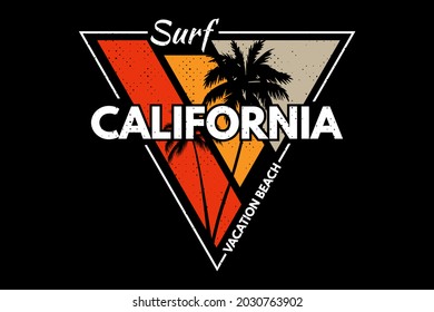 surf california vacation palm retro vintage illustration