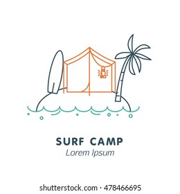 Surf camp - line icon for your project.