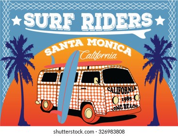 Surf Car Design, Surfers T-shirt Design