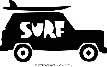 surf car silhouette. t-shirt hoodie sweater design vector