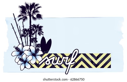 surf celestial banner with summer scene