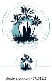 surf circle with wave palm table and copy