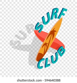 Surf club isometric icon 3d on a transparent background vector illustration