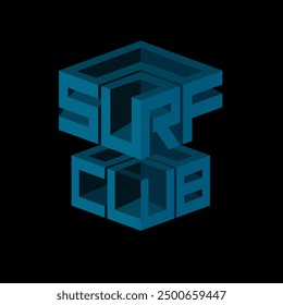 Surf Club Isometric Typography modern lettering graphic design