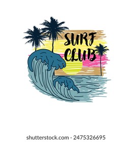 Surf Club Summer beach waves graphic tee