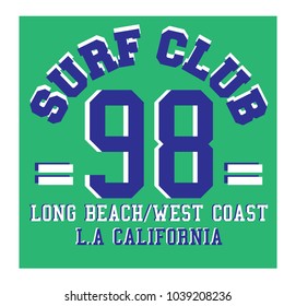 Surf club typography slogan vector