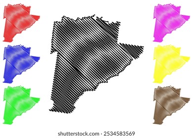 Surf Coast Shire (Comunidade da Austrália, estado de Victoria, Vic) mapa ilustração vetorial, esboço rabiscar Surf Coast mapa