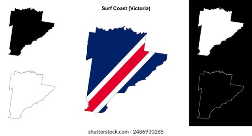 Surf Coast (Victoria) Outline Karte Set