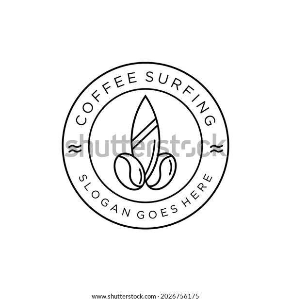 Surf Coffee Coffee Bean Logo Surfboard Stock Vector (Royalty Free