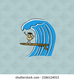 Surf coffee on a big wave