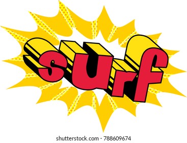 Surf - Comic book style word on abstract background.