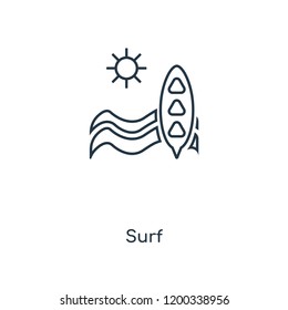 Surf concept line icon. Linear Surf concept outline symbol design. This simple element illustration can be used for web and mobile UI/UX.