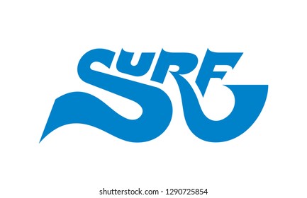 Surf - concept logo vector illustration for t-shirt, poster, brochure, advertising. Typographic creative symbol in vintage retro waves style. Original font character. Surfing word graphic design.  