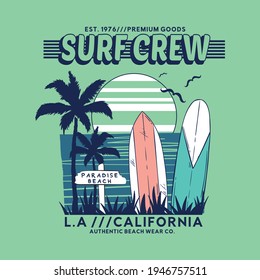 surf concept tee print design as vector