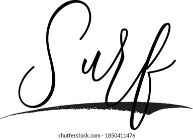 Surf Cursive Calligraphy Black Color Text On White Background
