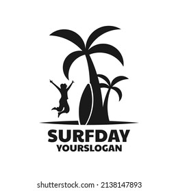 surf day silhouette logo design