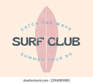 Surf day. Summer time. Beach vibes artwork for t shirt, poster, sticker. Summer good vibes. Paradise t shirt graphics design, typography slogan on palm trees background. Surfing club vector design.