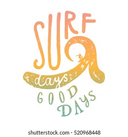 surf days - good days. surfer on a wave rainbow print.