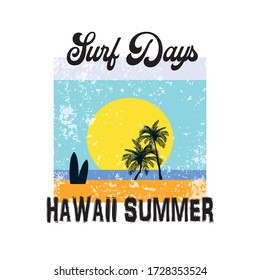 Surf Days slogan graphic vector print lettering for t shirt print design