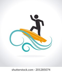 Surf design over background, vector illustration