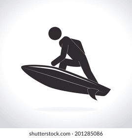 Surf design over white background, vector illustration