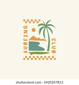 Surf design template for surf club, surf shop, surf merch.