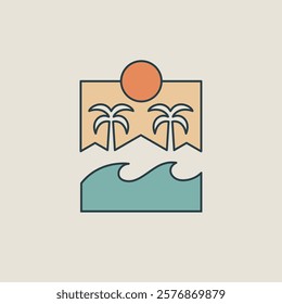 Surf design template for surf club, surf shop, surf merch.