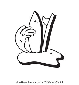 Surf doodle vector outline icon. EPS 10 file