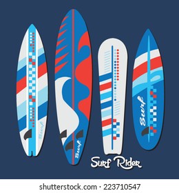 Surf elements, t-shirt graphics, retro, vectors, 