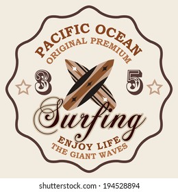 surf elements / vector retro surf label / T-shirt Printing / Badge Applique Label