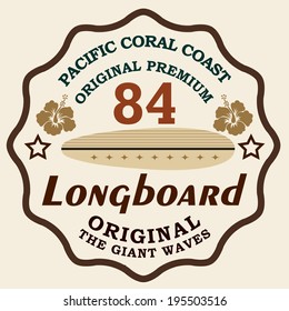 surf elements / vector retro surf label / Long board / T-shirt Printing / Badge Applique Label 