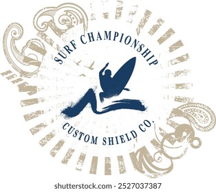 Emblema de surf con salto de surfista