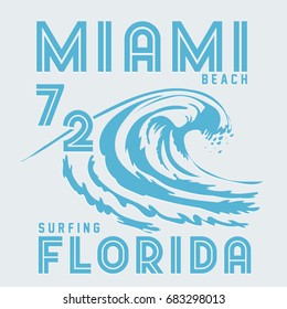 Surf Florida typography, tee shirt graphics, vectors