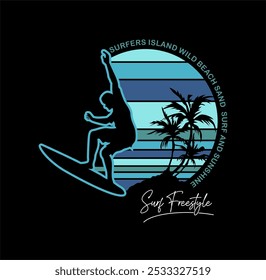 Surf Freestyle typography, t-shirt graphics, vectors illustration
