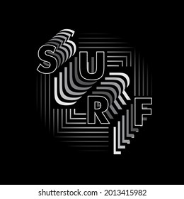 Surf  gradient Typography tee print design poster vector illustration