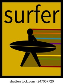 surf graphic design with surfer and board