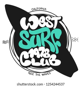 Surf graphic T-shirt Printing Lettering Vector Design.