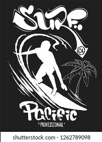 Surf graphic T-shirt Printing Lettering Vector Design.