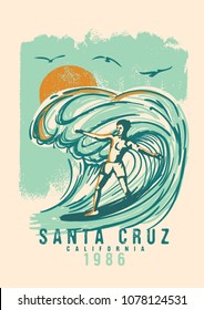 surf graphic. T-shirt Printing. Surfing Design.