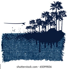 surf grunge scene with jean texture background