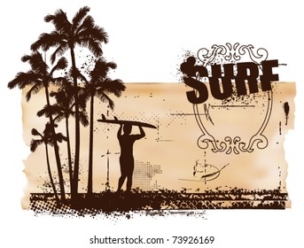 surf grunge scene with old paper background