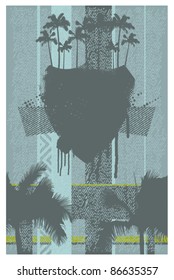 surf grunge shield with trend background texture
