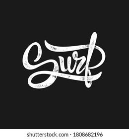 Surf hand-lettering, t-shirt typographic design. Vector illustration