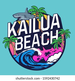 Surf Hawaii typography, tee shirt graphics, vectors