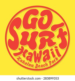 Surf Hawaii typography, t-shirt graphics, vectors